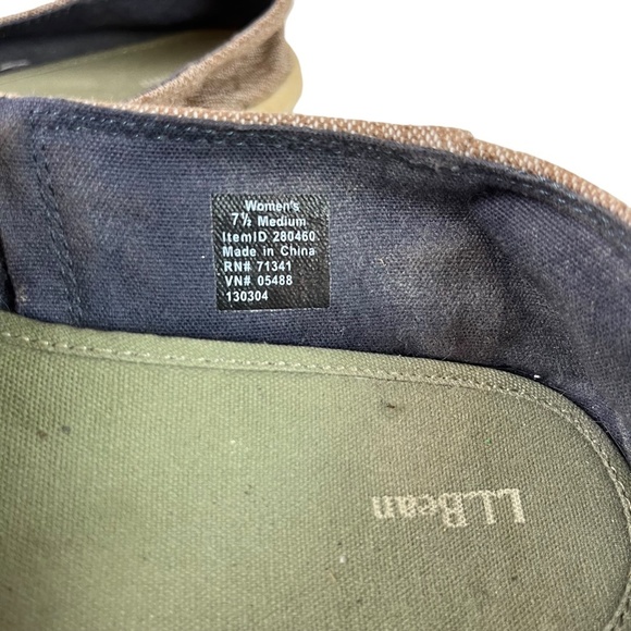 L.L. BEAN Brown Tan Slip On Espadrille Flats Loafers Casual Canvas Shoes sz 7.5 - Picture 3 of 16